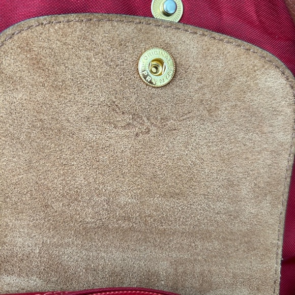 Longchamp Le Pliage Small Satchel Bag – Red/Leather Trim - Picture 4 of 8